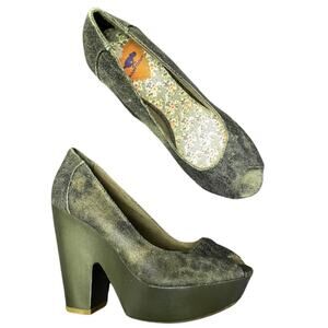 Rocket Dog heels platform chunky brown peep toe wedge size 8M